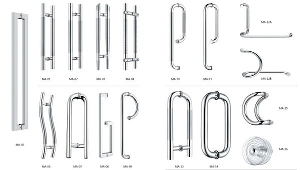 Shower Glass Door Pull Handle High Quality Brass Bathroom Door Handle 