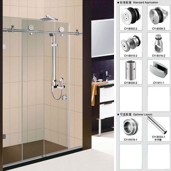 Frameless Sliding Glass Door System Enclosed Shower Room Hardware
