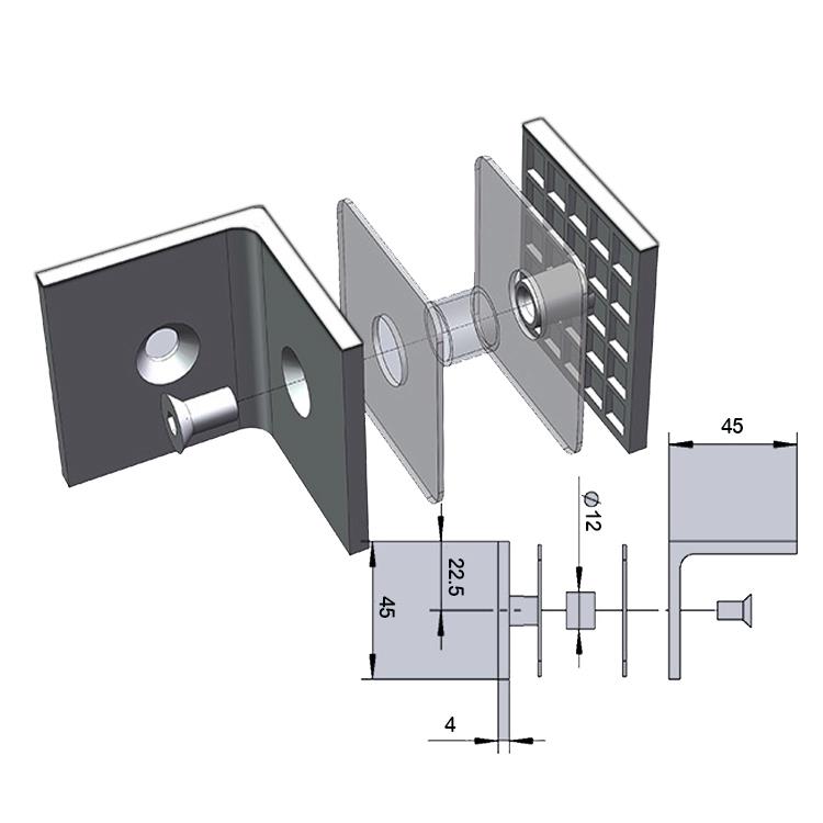 90 Degree 316 Wall Mount Door Square Type Glass Clamp